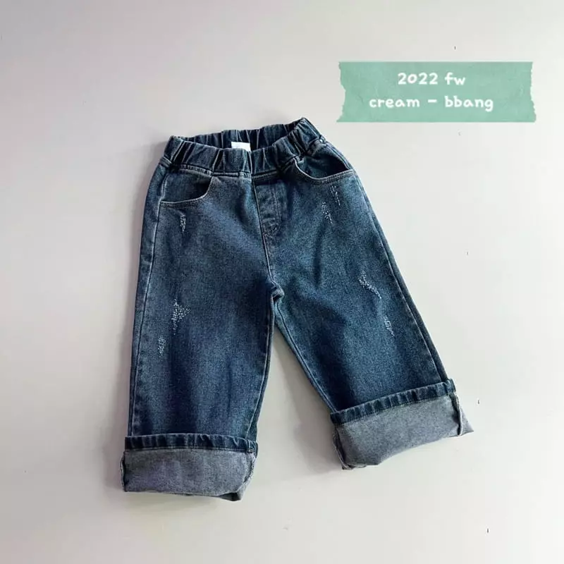 Cream Bbang - Korean Children Fashion - #kidsshorts - Denim Vintage Pants - 9