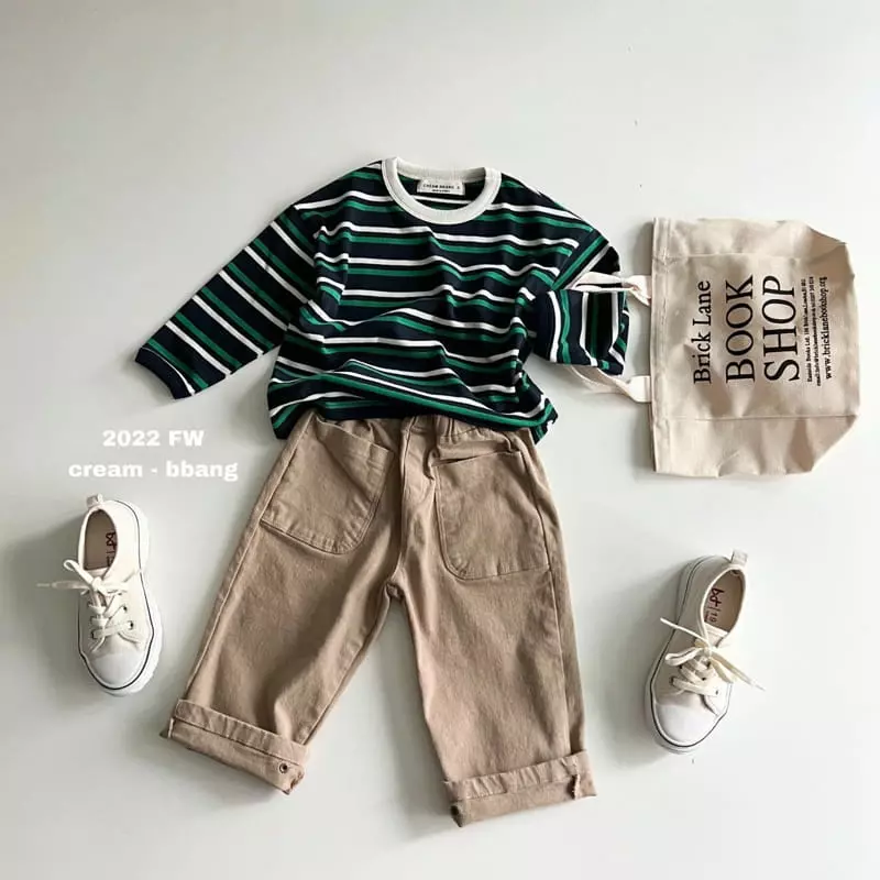 Cream Bbang - Korean Children Fashion - #kidsstore - Barrier Stripes Tee - 5
