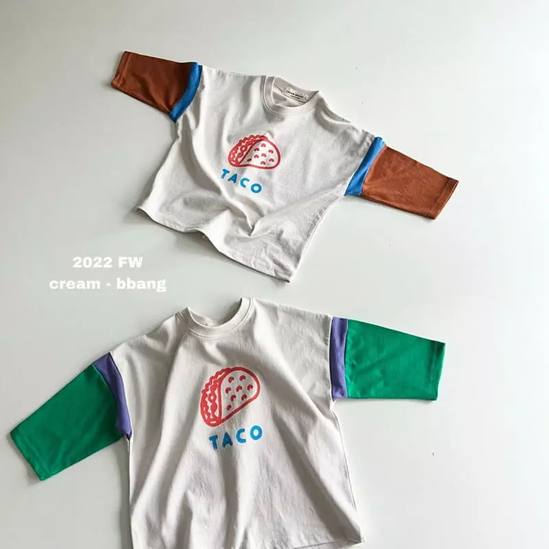 Cream Bbang - Korean Children Fashion - #kidzfashiontrend - Taco Sleeve Color Tee