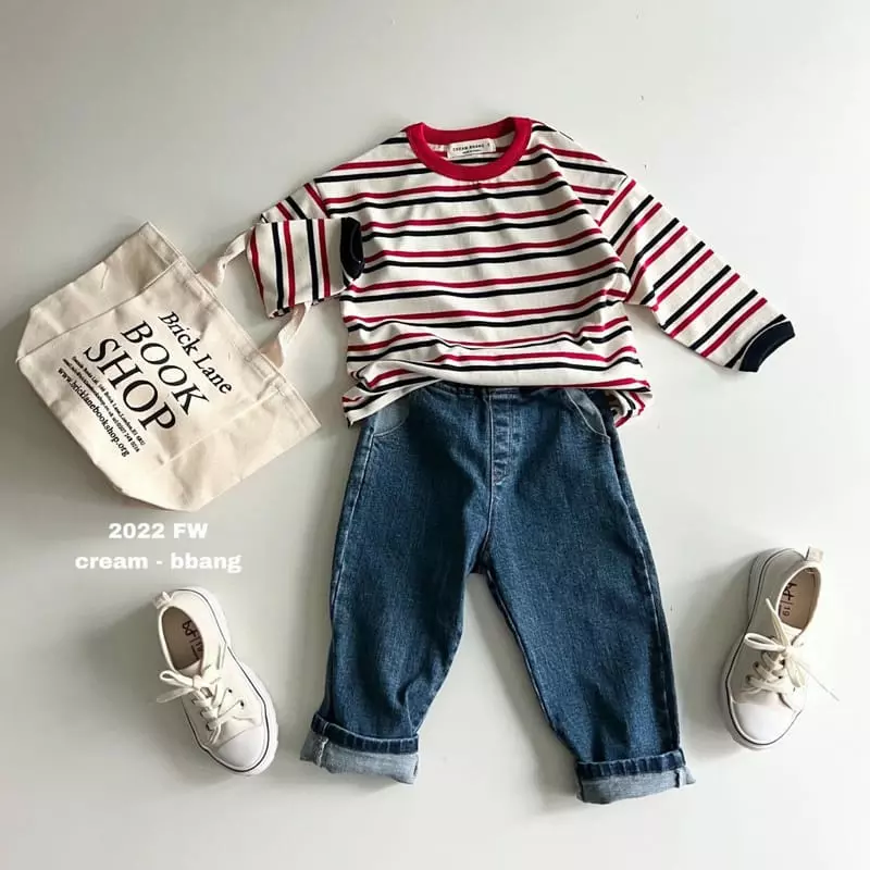 Cream Bbang - Korean Children Fashion - #kidzfashiontrend - Barrier Stripes Tee - 6