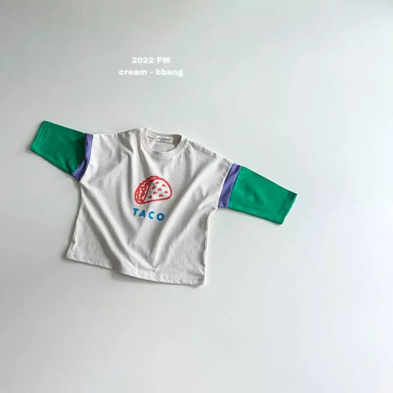 Cream Bbang - Korean Children Fashion - #littlefashionista - Taco Sleeve Color Tee - 4