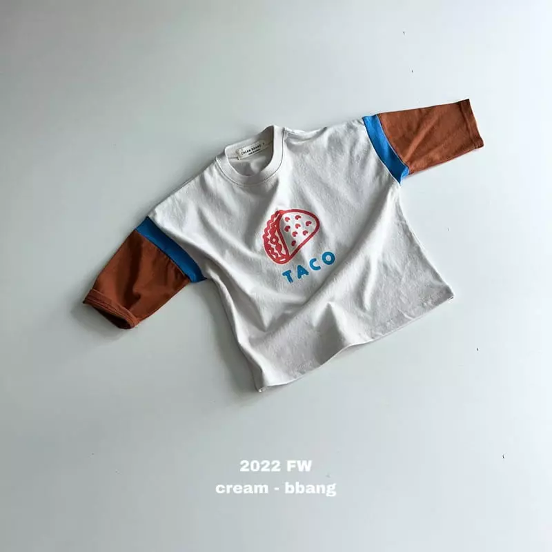 Cream Bbang - Korean Children Fashion - #minifashionista - Taco Sleeve Color Tee - 5