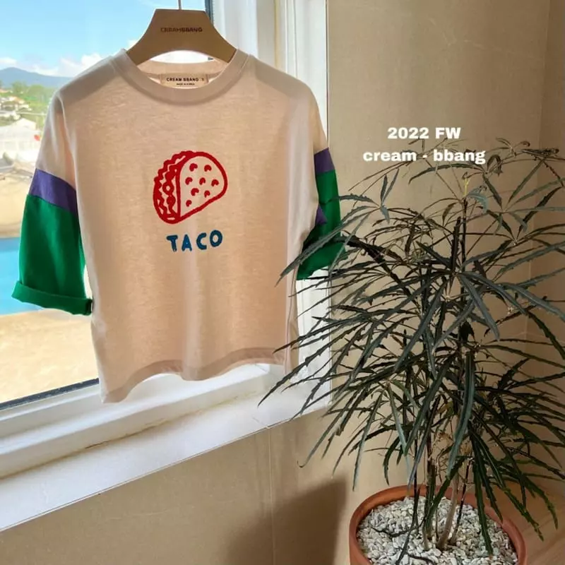 Cream Bbang - Korean Children Fashion - #prettylittlegirls - Taco Sleeve Color Tee - 6