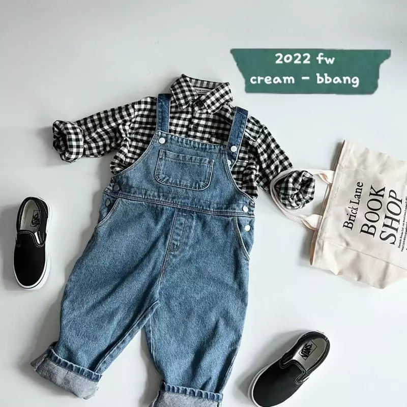 Cream Bbang - Korean Children Fashion - #stylishchildhood - Denim Overalls Pants - 6