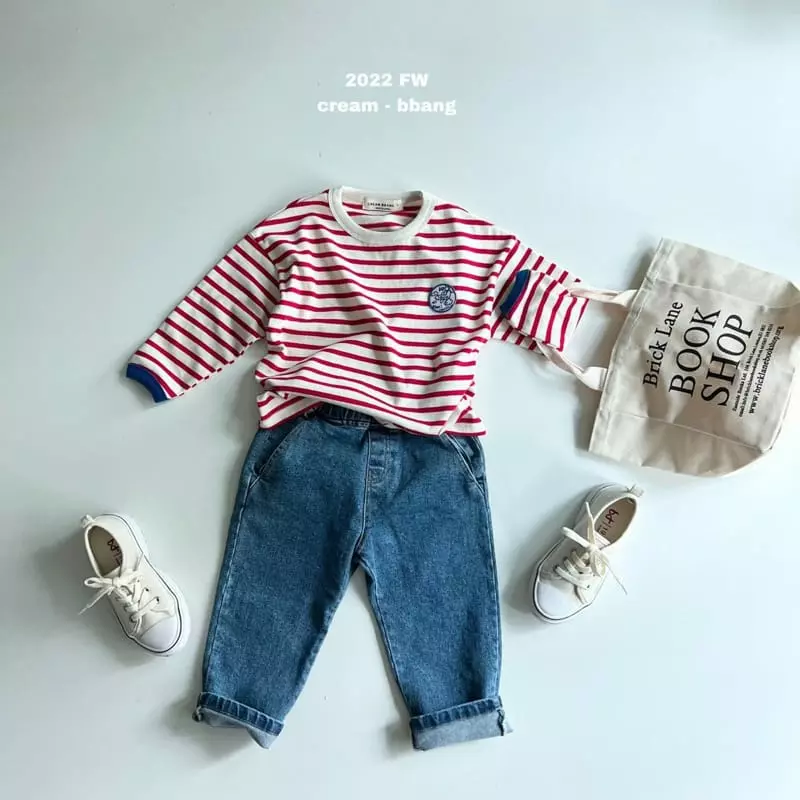 Cream Bbang - Korean Children Fashion - #toddlerclothing - Hi Wapen Stripes Tee - 4