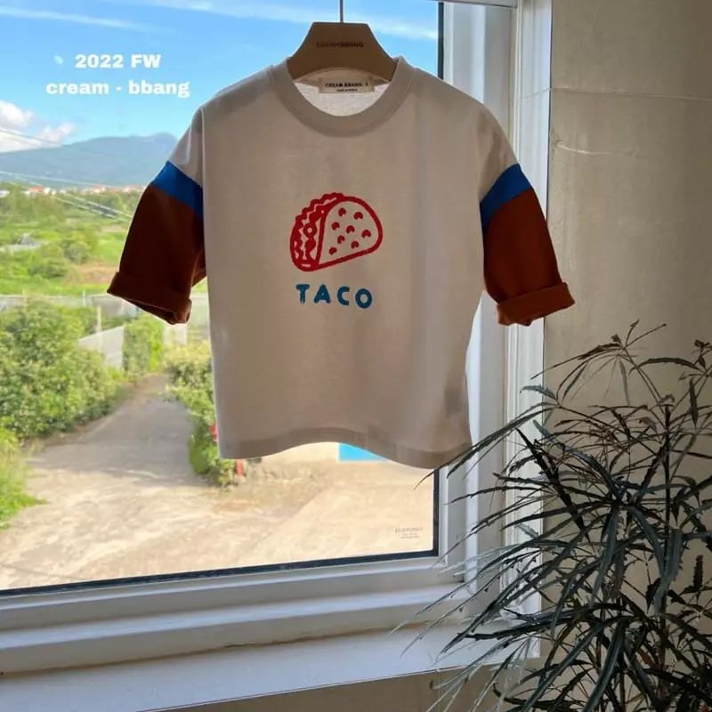 Cream Bbang - Korean Children Fashion - #todddlerfashion - Taco Sleeve Color Tee - 7