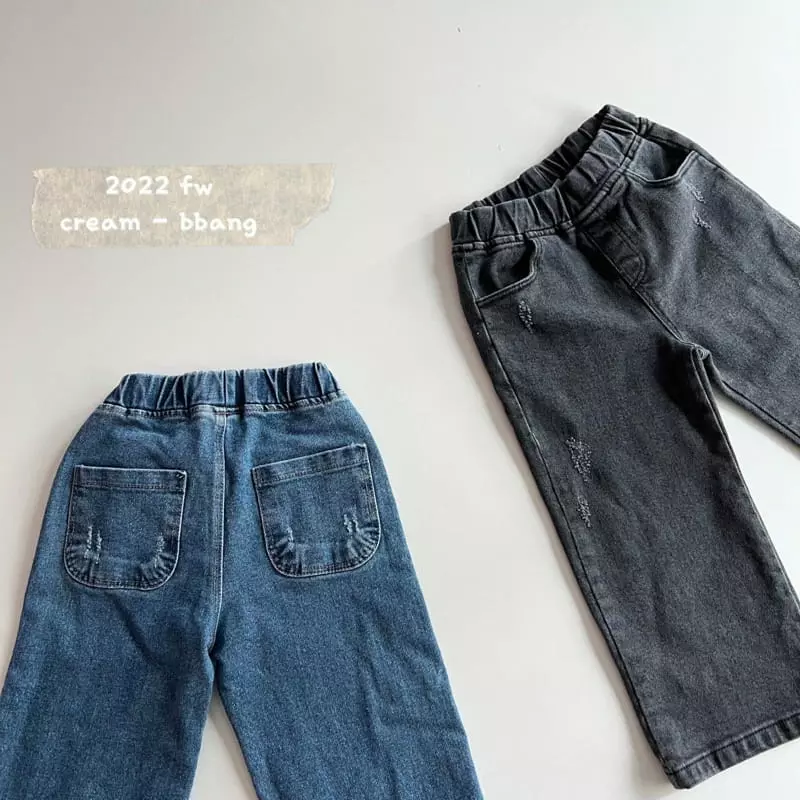 Cream Bbang - Korean Children Fashion - #todddlerfashion - Denim Vintage Pants