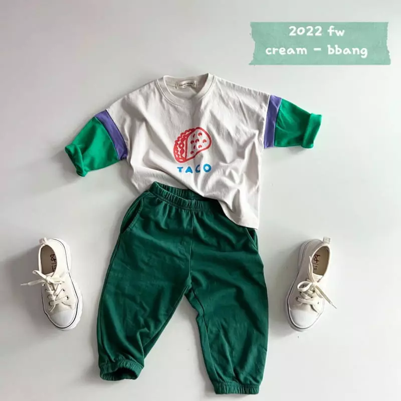 Cream Bbang - Korean Children Fashion - #toddlerclothing - Taco Sleeve Color Tee - 8