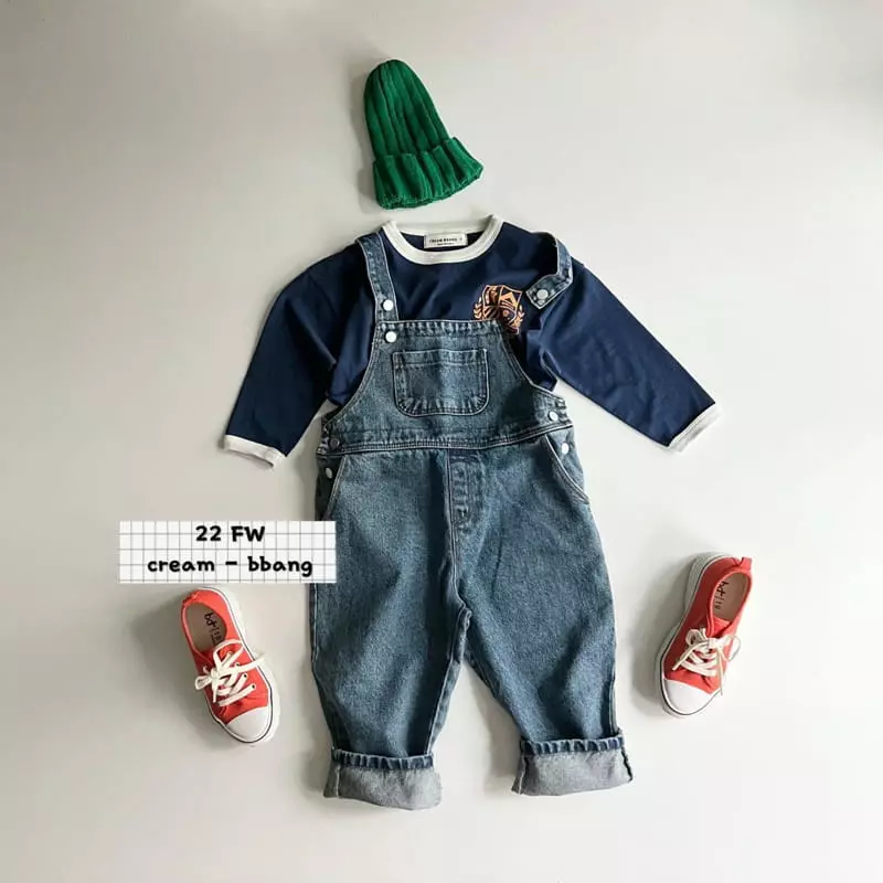 Cream Bbang - Korean Children Fashion - #toddlerclothing - Denim Overalls Pants - 5