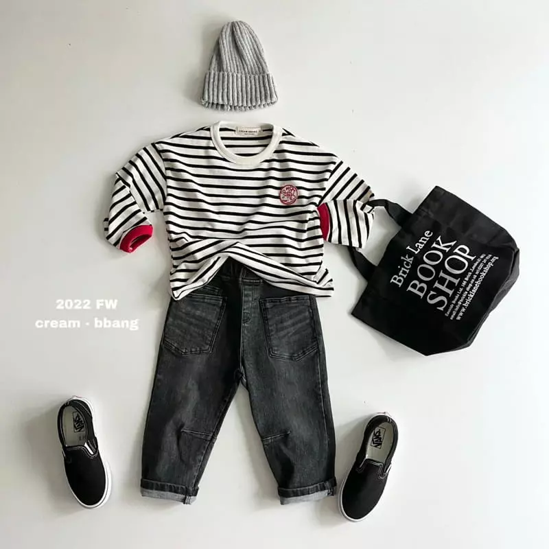 Cream Bbang - Korean Children Fashion - #toddlerclothing - Hi Wapen Stripes Tee - 3