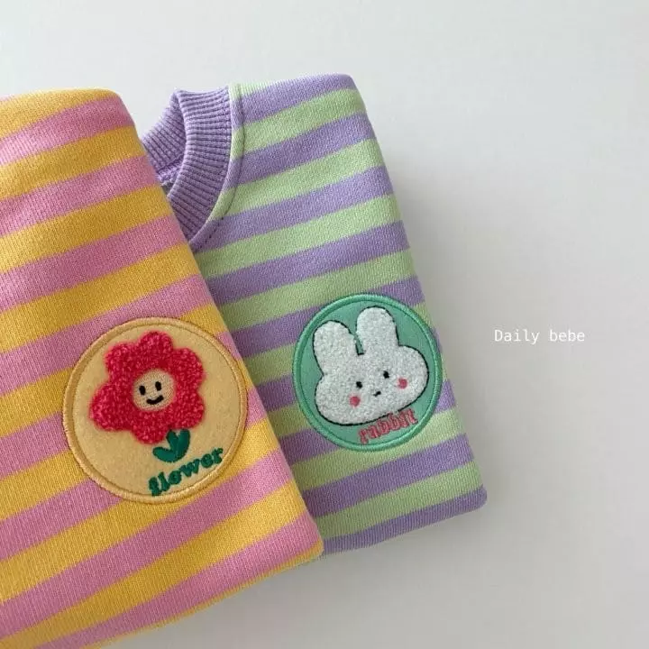 Daily Bebe - Korean Children Fashion - #kidzfashiontrend - Stripes Patch Sweatshirt - 4