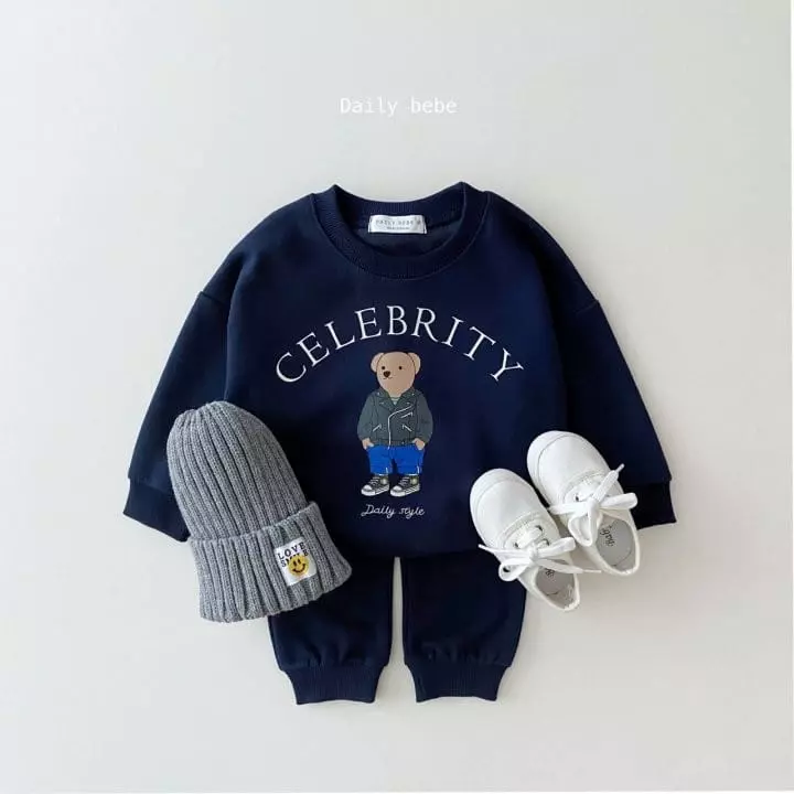 Daily Bebe - Korean Children Fashion - #Kfashion4kids - Rider Bear Top Bottom Set - 3