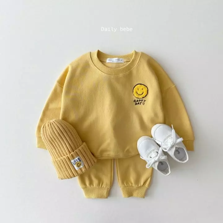 Daily Bebe - Korean Children Fashion - #Kfashion4kids - Bbogle Smile Top Bottom Set