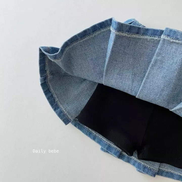 Daily Bebe - Korean Children Fashion - #Kfashion4kids - Denim Wrinkle Skirt - 3