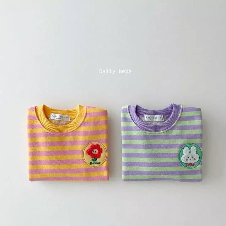 Daily Bebe - Korean Children Fashion - #childofig - Stripes Patch Sweatshirt - 9