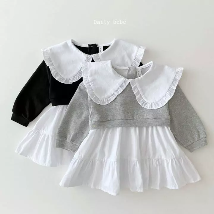 Daily Bebe - Korean Children Fashion - #childofig - Sweatshirt Color One-piece - 4