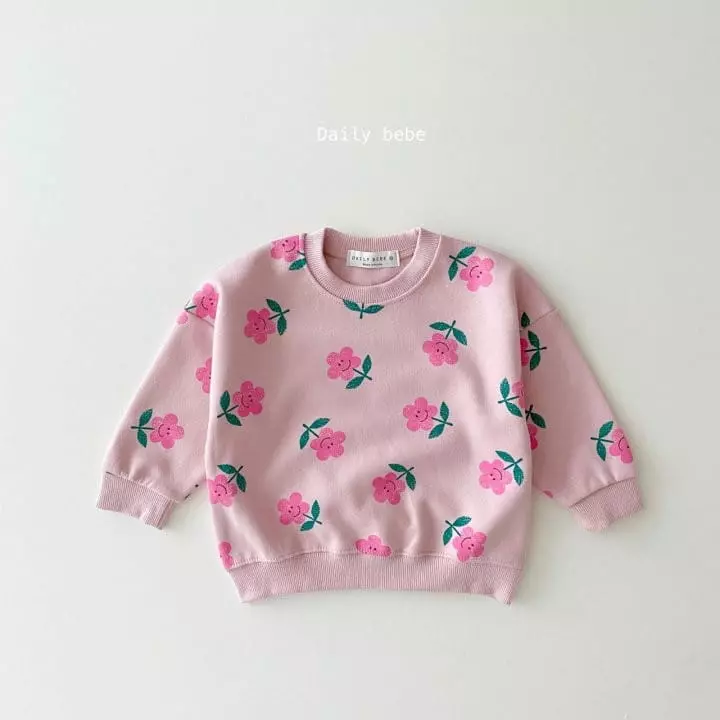 Daily Bebe - Korean Children Fashion - #childofig - Smile Flower Sweatshirt - 2