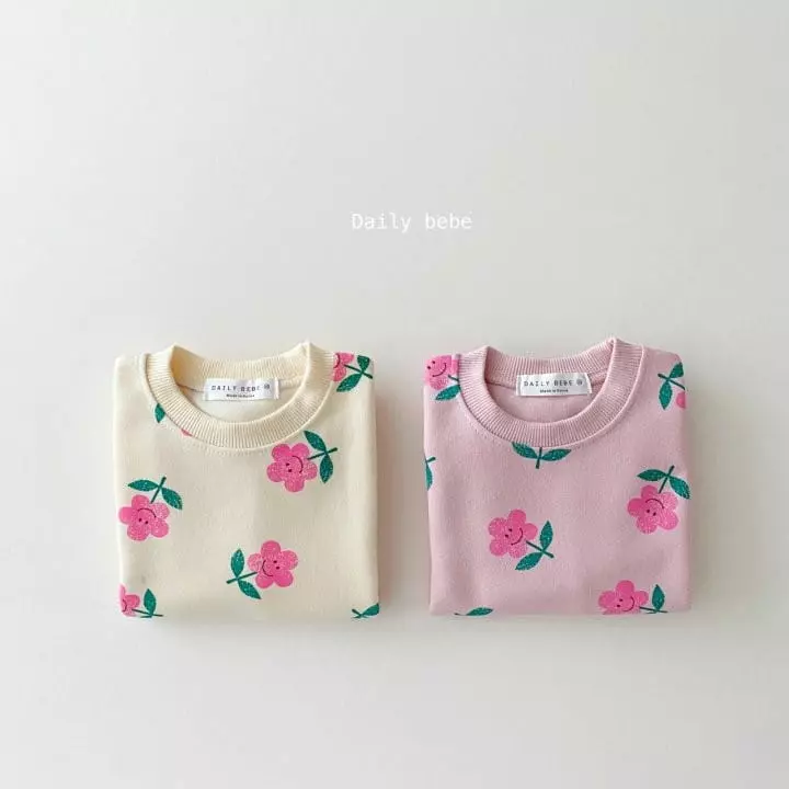 Daily Bebe - Korean Children Fashion - #childrensboutique - Smile Flower Sweatshirt - 3