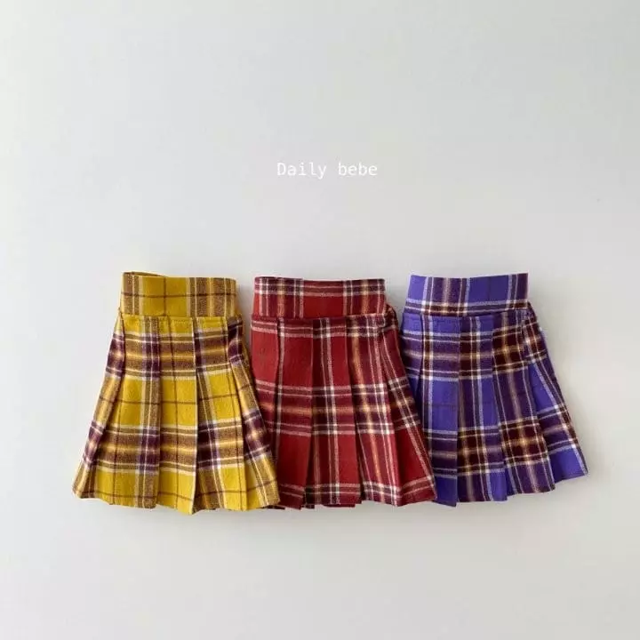 Daily Bebe - Korean Children Fashion - #designkidswear - Check Wrinkle Skirt - 9