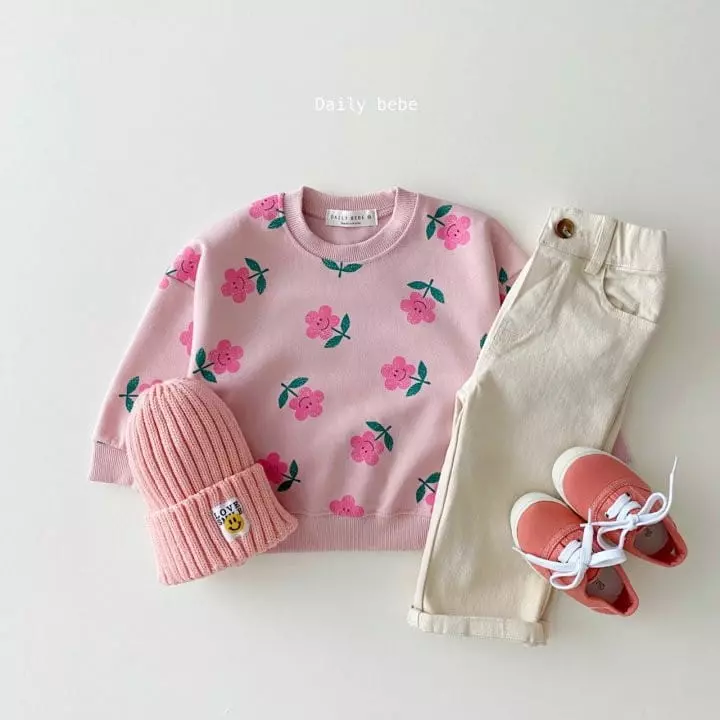 Daily Bebe - Korean Children Fashion - #childrensboutique - Smile Flower Sweatshirt - 4