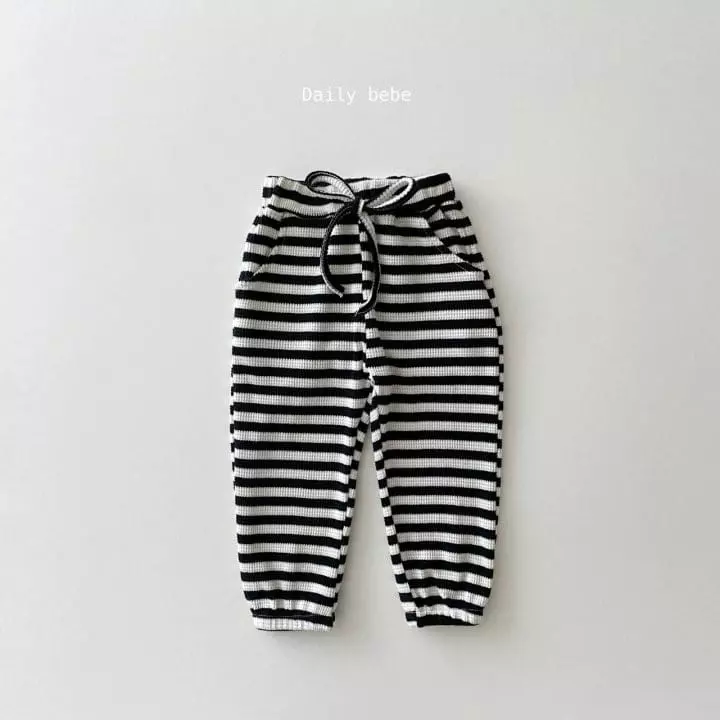 Daily Bebe - Korean Children Fashion - #designkidswear - Waffle Stripes Pants - 3