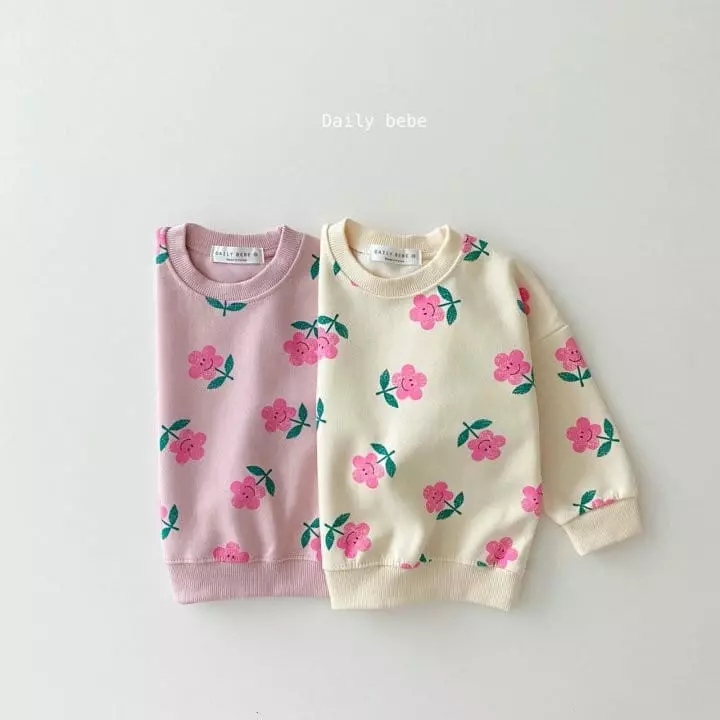 Daily Bebe - Korean Children Fashion - #discoveringself - Smile Flower Sweatshirt - 5