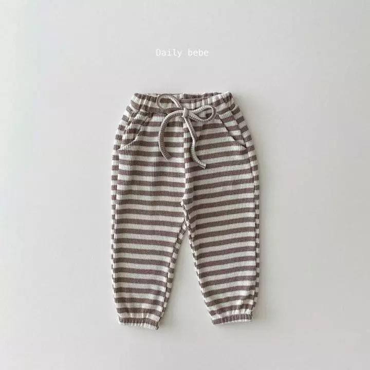 Daily Bebe - Korean Children Fashion - #designkidswear - Waffle Stripes Pants - 4