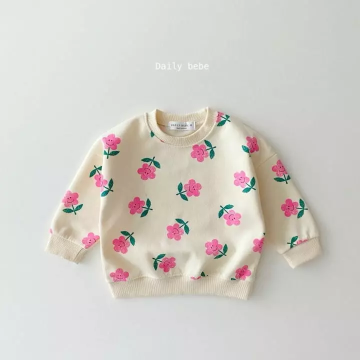 Daily Bebe - Korean Children Fashion - #fashionkids - Smile Flower Sweatshirt - 6