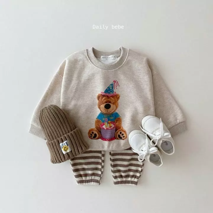 Daily Bebe - Korean Children Fashion - #fashionkids - Birthday Bear Sweatshirt - 12