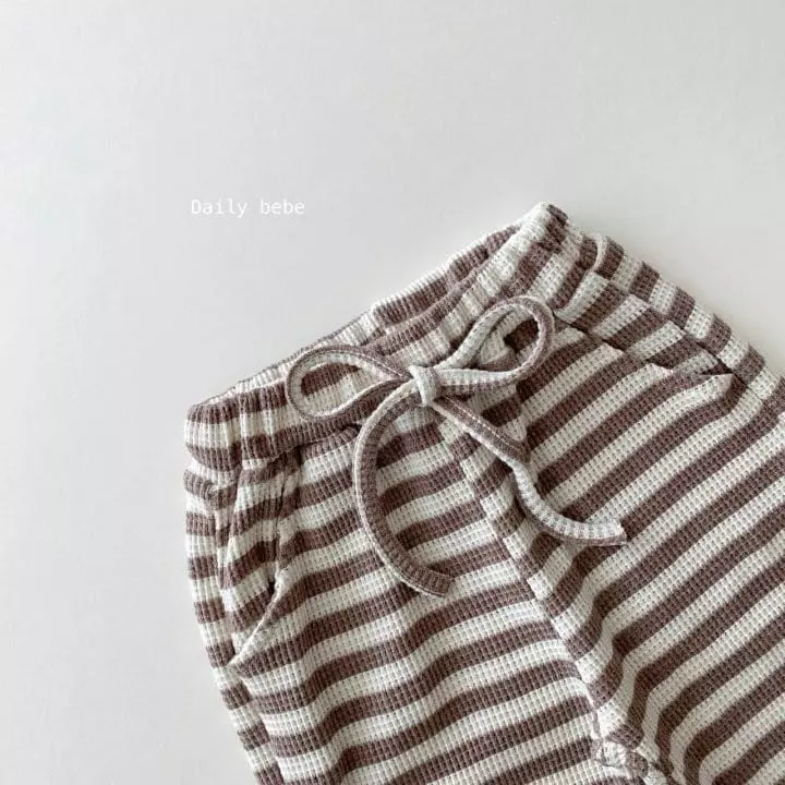 Daily Bebe - Korean Children Fashion - #fashionkids - Waffle Stripes Pants - 5