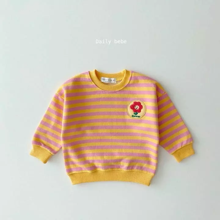 Daily Bebe - Korean Children Fashion - #kidsshorts - Stripes Patch Sweatshirt