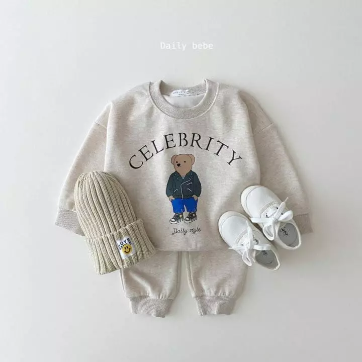 Daily Bebe - Korean Children Fashion - #kidsstore - Rider Bear Top Bottom Set