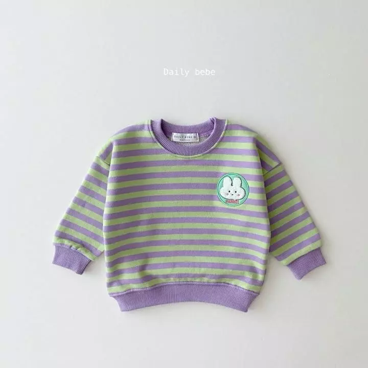 Daily Bebe - Korean Children Fashion - #kidzfashiontrend - Stripes Patch Sweatshirt - 3