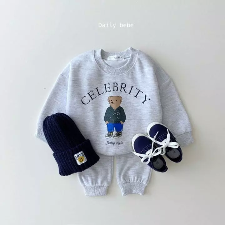 Daily Bebe - Korean Children Fashion - #Kfashion4kids - Rider Bear Top Bottom Set - 4