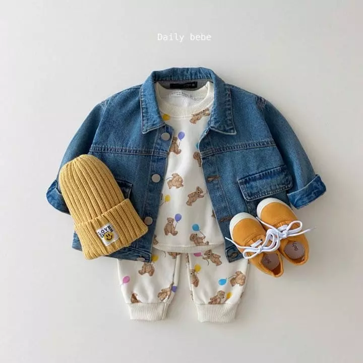 Daily Bebe - Korean Children Fashion - #littlefashionista - Balloon Bear Top Bottom Set
