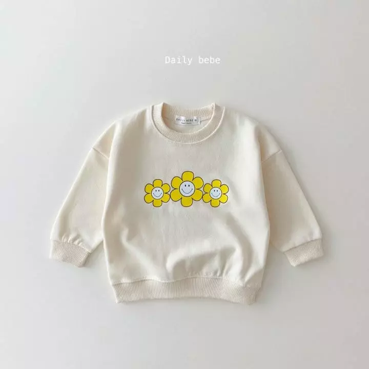 Daily Bebe - Korean Children Fashion - #littlefashionista - Flower Smile Sweatshirt - 6