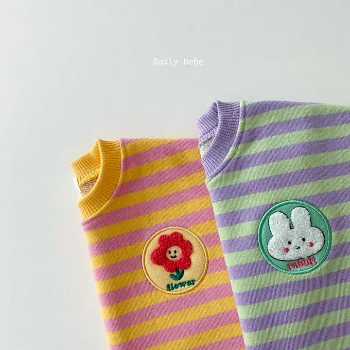 Daily Bebe - Korean Children Fashion - #magicofchildhood - Stripes Patch Sweatshirt - 6