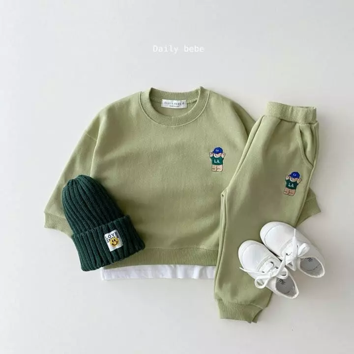 Daily Bebe - Korean Children Fashion - #magicofchildhood - Hurry UP Bear Top Bottom Set