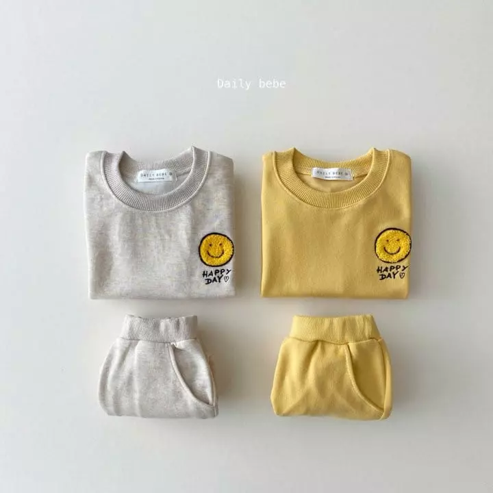 Daily Bebe - Korean Children Fashion - #magicofchildhood - Bbogle Smile Top Bottom Set - 3