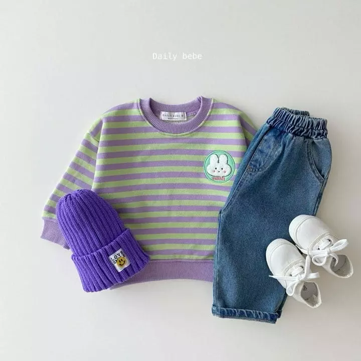 Daily Bebe - Korean Children Fashion - #minifashionista - Stripes Patch Sweatshirt - 7
