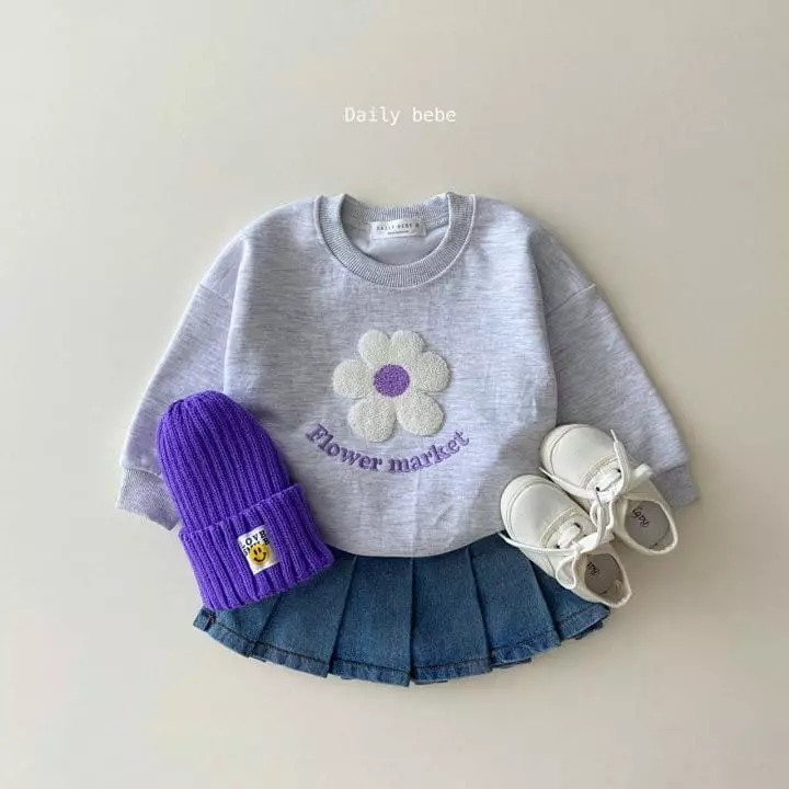 Daily Bebe - Korean Children Fashion - #minifashionista - Bbogle Flower Sweatshirt - 5
