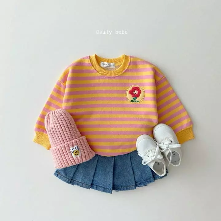 Daily Bebe - Korean Children Fashion - #prettylittlegirls - Stripes Patch Sweatshirt - 8