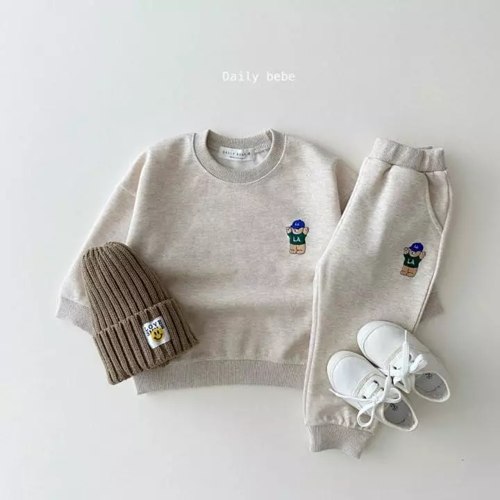 Daily Bebe - Korean Children Fashion - #prettylittlegirls - Hurry UP Bear Top Bottom Set - 3