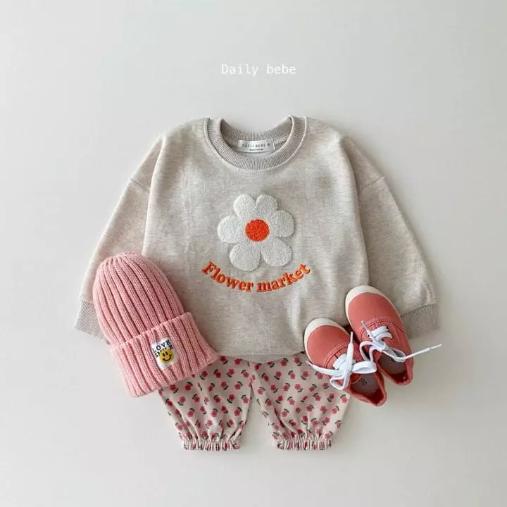Daily Bebe - Korean Children Fashion - #prettylittlegirls - Bbogle Flower Sweatshirt - 6