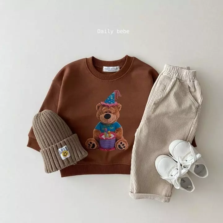 Daily Bebe - Korean Children Fashion - #minifashionista - Birthday Bear Sweatshirt - 4