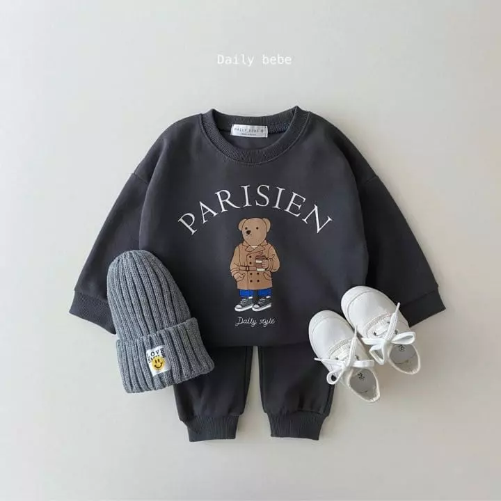 Daily Bebe - Korean Children Fashion - #toddlerclothing - Trench Bear Top Bottom Set - 4