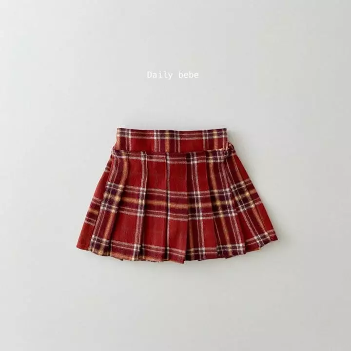 Daily Bebe - Korean Children Fashion - #prettylittlegirls - Check Wrinkle Skirt - 4