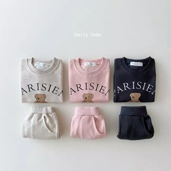 Daily Bebe - Korean Children Fashion - #todddlerfashion - Trench Bear Top Bottom Set - 2