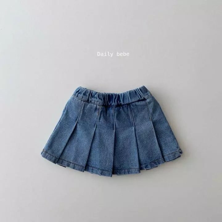 Daily Bebe - Korean Children Fashion - #todddlerfashion - Denim Wrinkle Skirt - 8