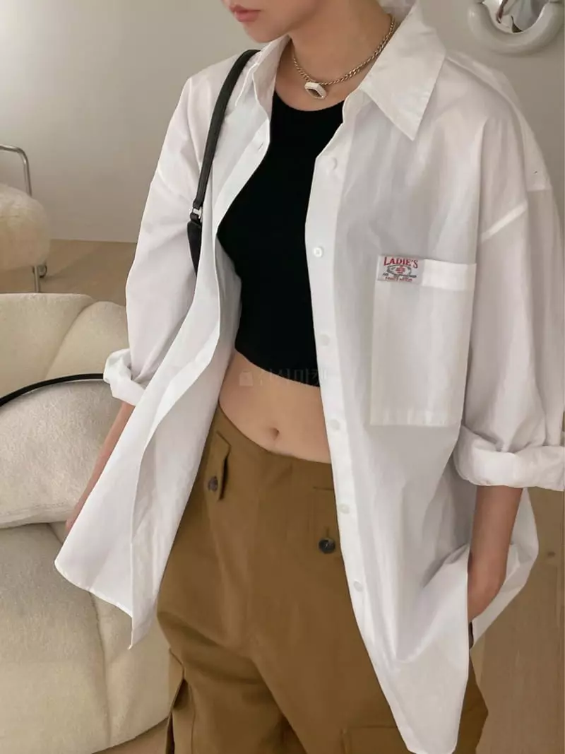 Dailyjud - Korean Women Fashion - #pursuepretty - Color Lavel Shirt - 3